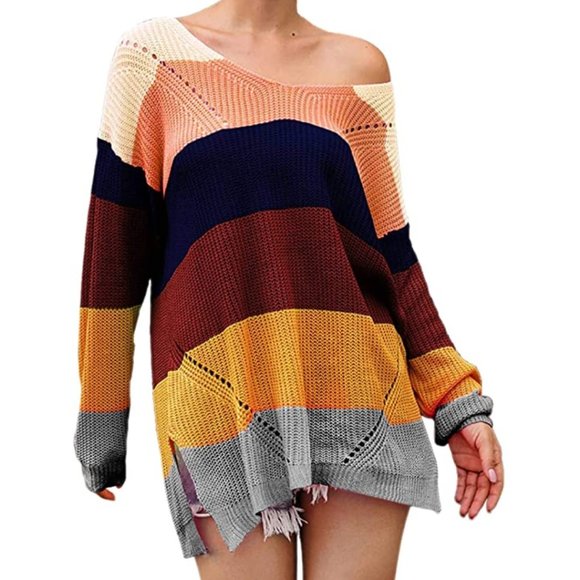 Sweaters - NWT Colorblock Oversized Thick Cable Knit Sweater